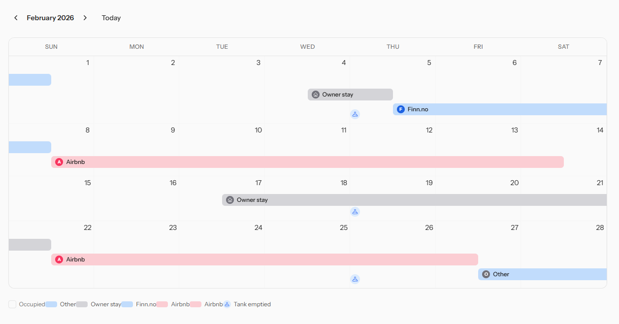 See your entire cabin season at a glance